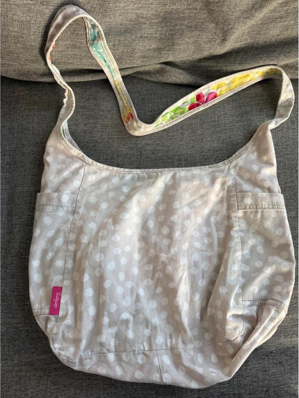 Thirty One Reversible Hobo Bag In Lotsa Dots And Island Damask